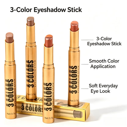 Multi‑Finish 3‑Tone Eyeshadow Stick for Gentle Eye Look
