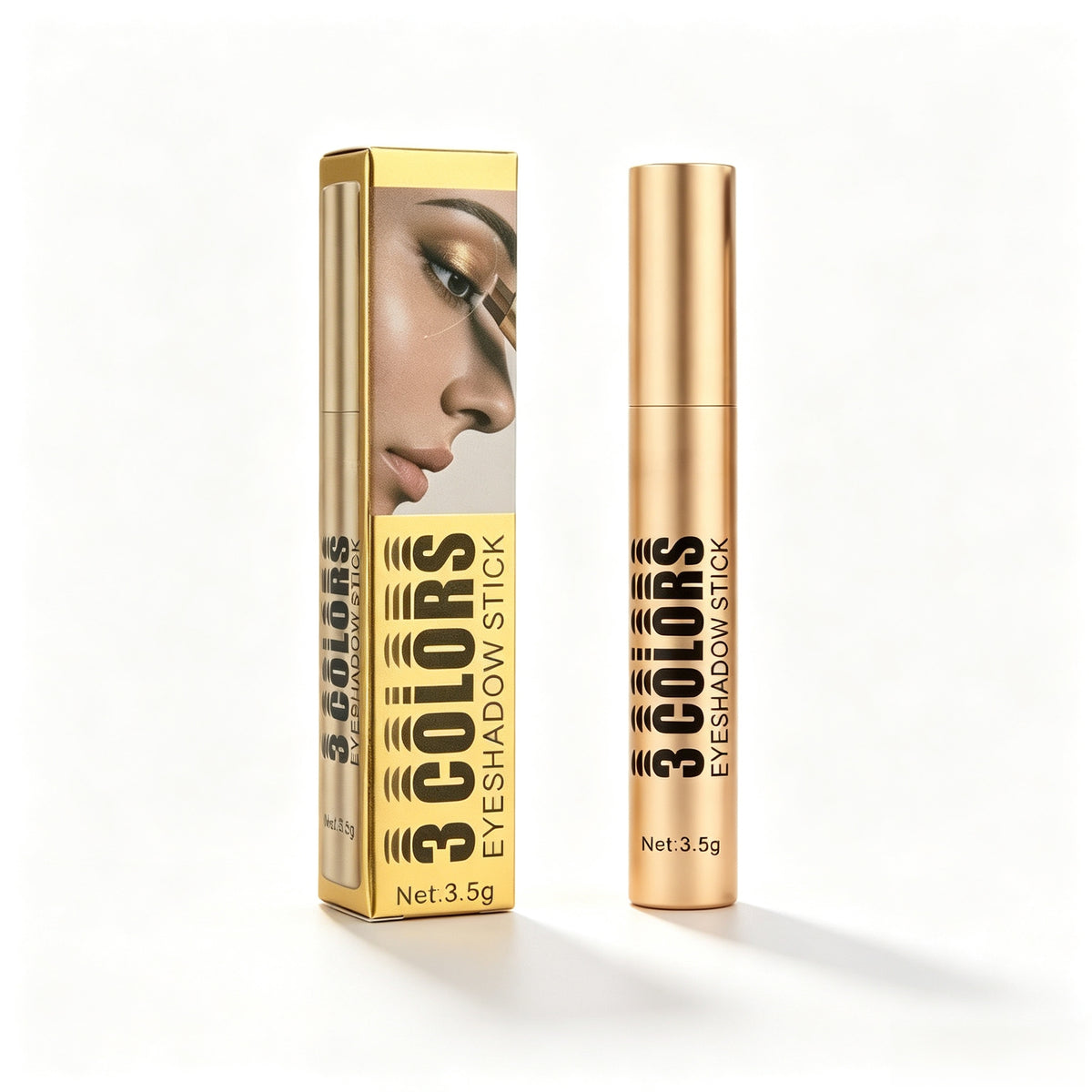 Multi‑Finish 3‑Tone Eyeshadow Stick for Gentle Eye Look