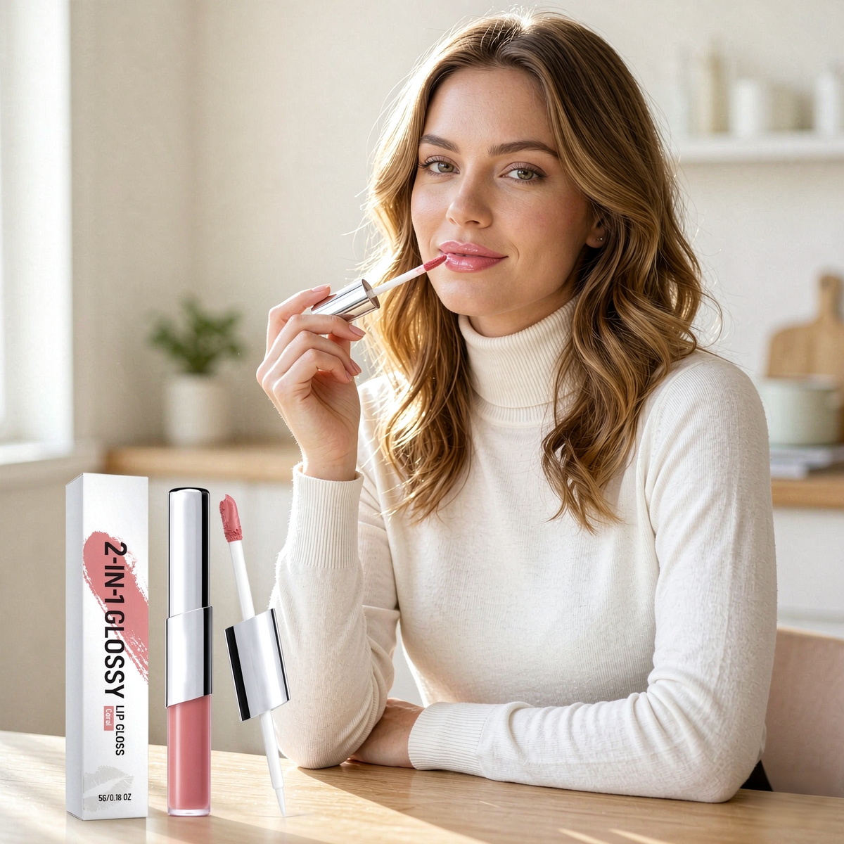 2‑in‑1 Lip Color, Lightweight Glossy Lip Makeup For Daily Look