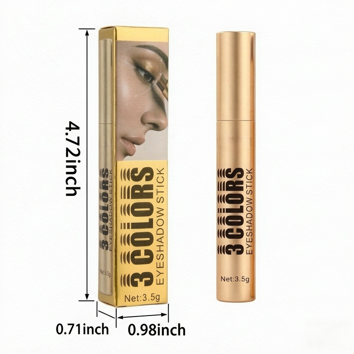 Multi‑Finish 3‑Tone Eyeshadow Stick for Gentle Eye Look